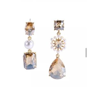 Fashion colorful pearl rhinestones pendant stud earrings